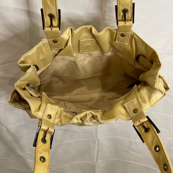 Kenneth Cole Reaction Gold Purse tote Buckle Straps - Picture 9 of 11